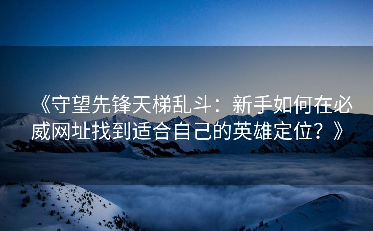 《守望先锋天梯乱斗：新手如何在必威网址找到适合自己的英雄定位？》